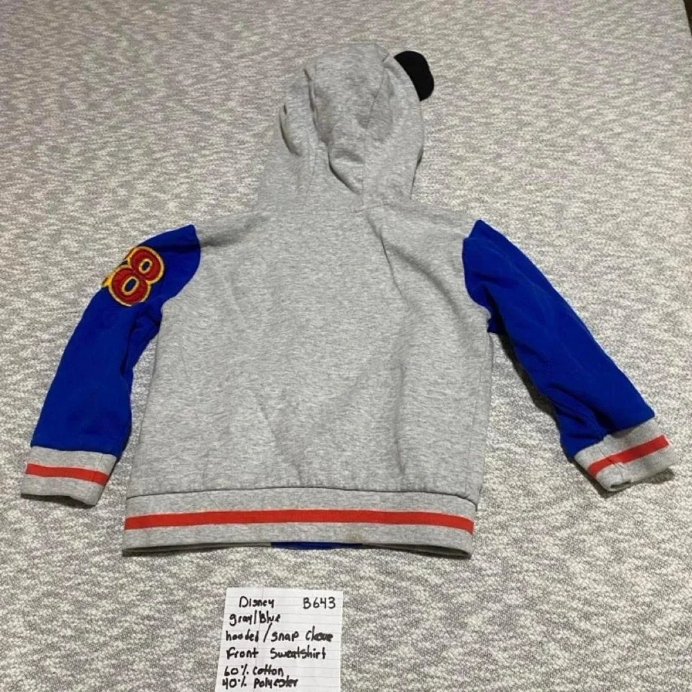 Disney Mickey Mouse gray & blue hooded jacket snap closure kid size 4T. SKU-B643